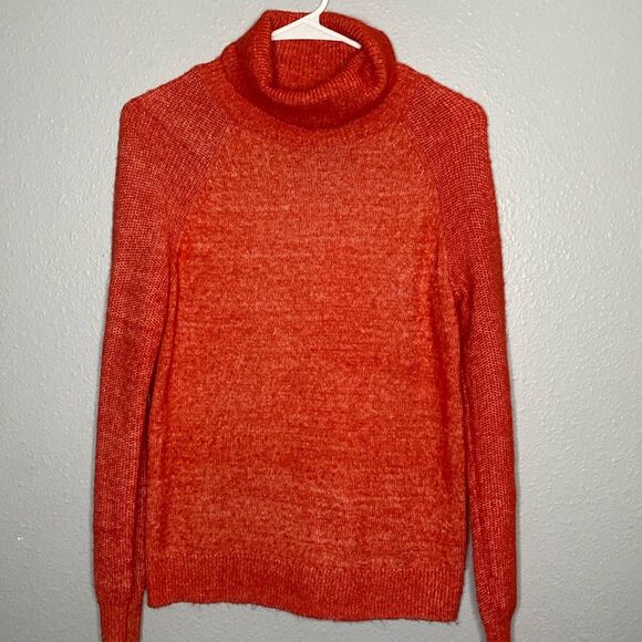 Loft Burnt Orange Soft Ribbed Woven Turtleneck Size Small - Picture 1 of 10